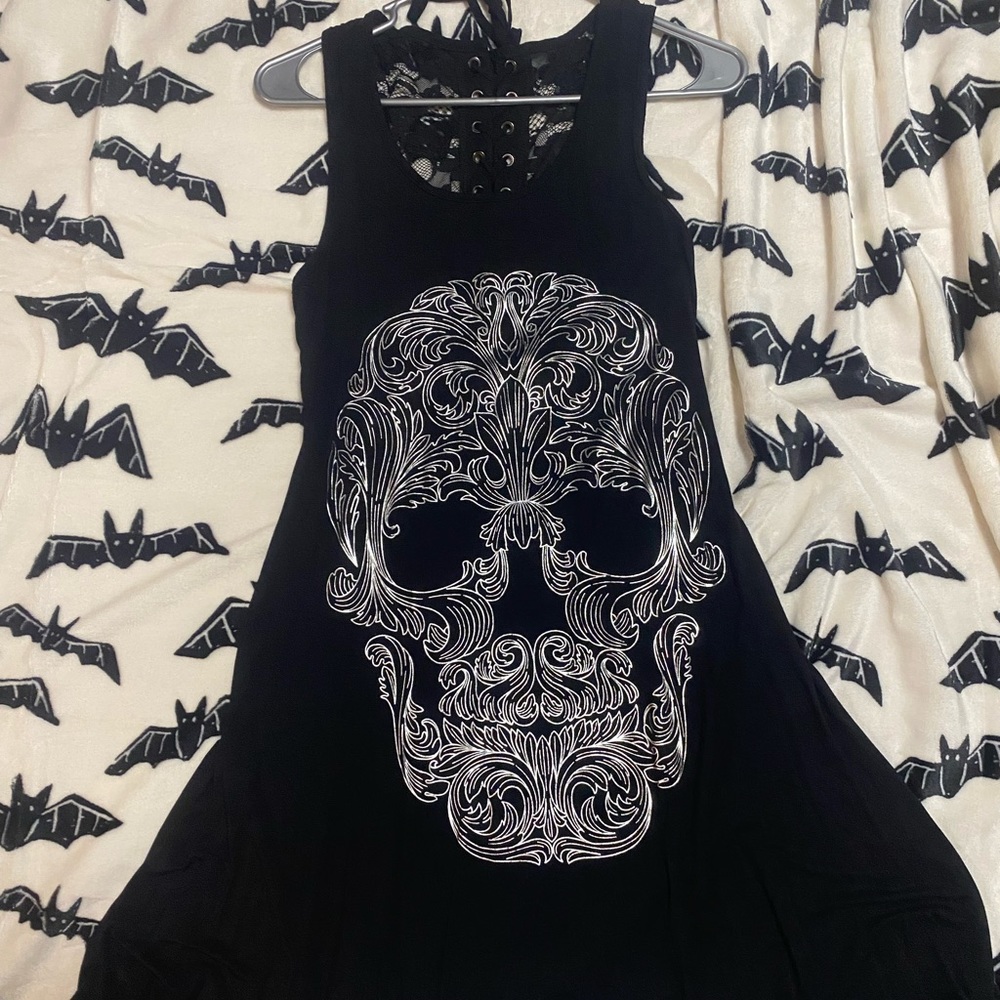 Killstar silver filigree skull dress
